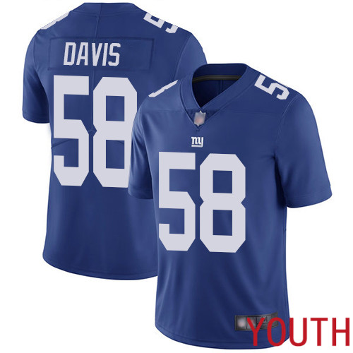 Youth New York Giants #58 Tae Davis Royal Blue Team Color Vapor Untouchable Limited Player Football NFL Jersey